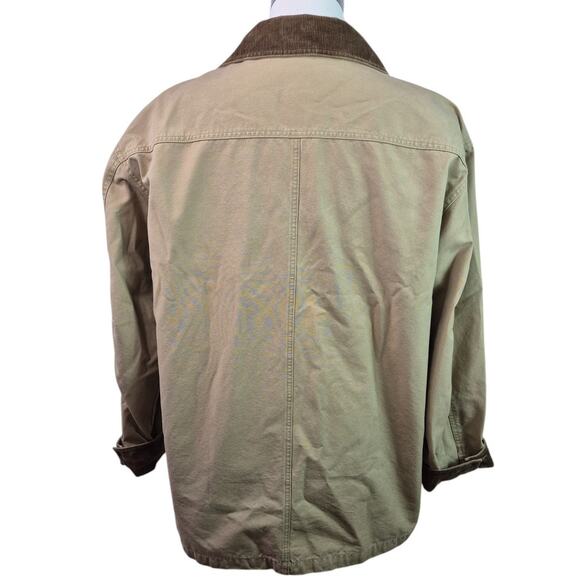 L.L. Bean Khaki Tan Brown Corduroy Trim Vintage Chore Field Barn Jacket Coat L - Picture 4 of 5